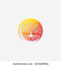 Awesome Moon Tree Premium Logo Vector