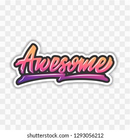 awesome motivation word hand lettering vector
