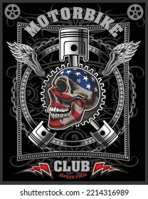 Awesome motorcycle t-shirt design.  Motorbike and USA flag