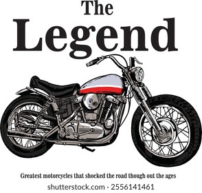 awesome motorcycle vintage custom style in a simple color hand drawn illustration