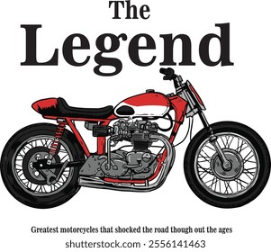 awesome motorcycle vintage custom style in a simple color hand drawn illustration