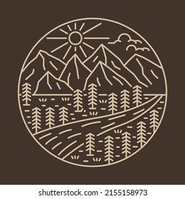 Awesome nature with river and sunrise graphic illustration vector art t-shirt design