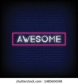 awesome neon signs text vector