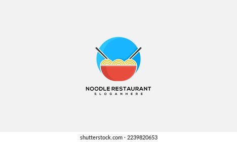 Awesome Noodle Restaurant Logo design vector illustration