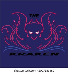 Awesome octopus kraken flat minimalist logo design, can editable fot your brands