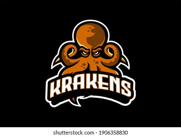 Awesome Octopus Logo, Mascot E sports Logo Template