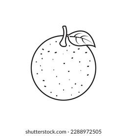 Awesome Orange, silhouette, children's coloring book. Fruits and vegetables. On white background.