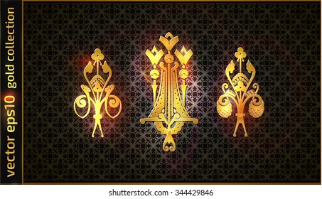 Awesome ornamental element in gold style
