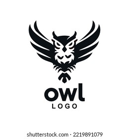 Awesome owl flying to hunt concept logo design vector