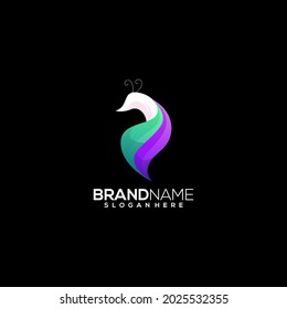 awesome peacock color full logo design template premium Vector