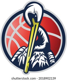 Awesome pelican logo basketball sport template