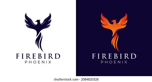 awesome phoenix fire gradient logo illustration with two version