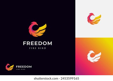 awesome phoenix gradient logo illustration. Abstract logo design element. phoenix wing logo animal abstract