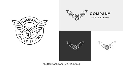 awesome phoenix wings gradient logo illustration and black silhouette bird eagle logo design