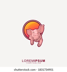 Awesome Pig Mascot Logo Premium