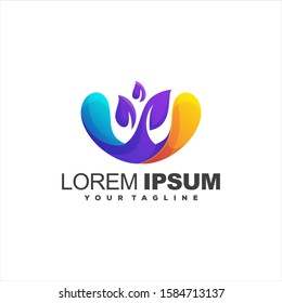 awesome plant gradient logo design