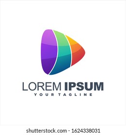 awesome play gradient logo design