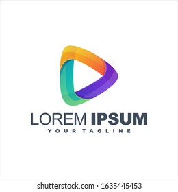 awesome play gradient logo design