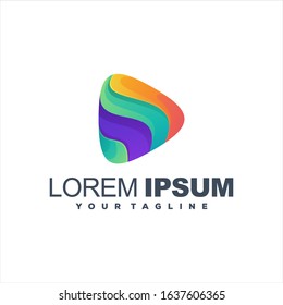 awesome play gradient logo design