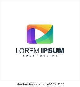 awesome play gradient logo design