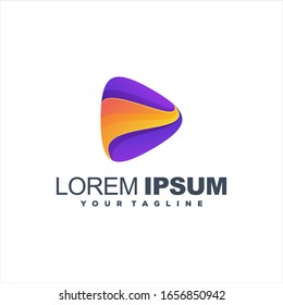 awesome play gradient logo design