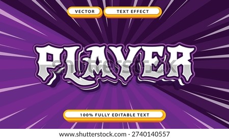 Awesome Player Text Effect for Gaming and Esports Titles With 3D Look and Purple Background