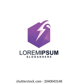 Diseño del logotipo del perno trasero con polígono impresionante
