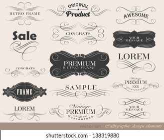  awesome, premium quality calligraphic design elements and page decoration/ vector set