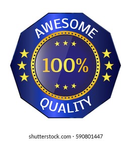 awesome quality badge on white background. Vector illustration
