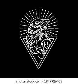 awesome raven bird monoline illustration design