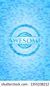 Awesome realistic light blue mosaic emblem