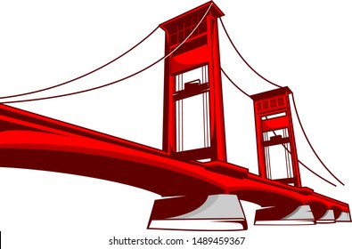 awesome red bridge - ampera bridge - indonesia bridge svg