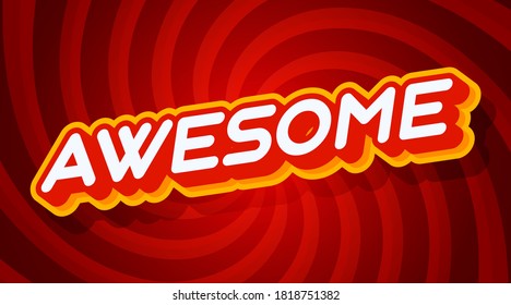 Awesome red and yellow text effect template with 3d type style and retro concept swirl red background vector illustration.
