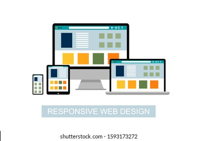 Awesome responsive web design development coding vector concept