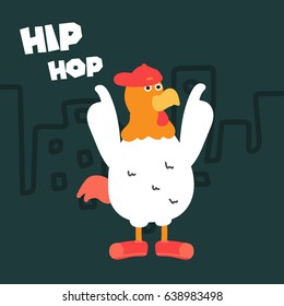 Awesome Retro Cute Chicken Design for t-shirt, mug, bag lunchbox, wallpaper, wrapper, poster and banner flat design for kids. vector illustration
