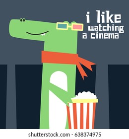 Awesome Retro Cute Crocodile Design for t-shirt, mug, bag lunchbox, wallpaper, wrapper, poster and banner flat design for kids. vector illustration
