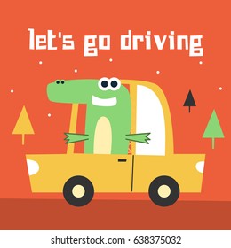 Awesome Retro Cute Crocodile Design for t-shirt, mug, bag lunchbox, wallpaper, wrapper, poster and banner flat design for kids. vector illustration
