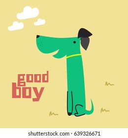 Awesome Retro Cute Dog Design for t-shirt, mug, bag lunchbox, wallpaper, wrapper, poster and banner flat design for kids. vector illustration
