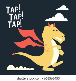Awesome Retro Cute Dragon Design for t-shirt, mug, bag lunchbox, wallpaper, wrapper, poster and banner flat design for kids. vector illustration
