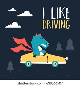 Awesome Retro Cute Dragon Design for t-shirt, mug, bag lunchbox, wallpaper, wrapper, poster and banner flat design for kids. vector illustration

