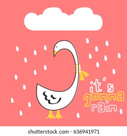 Awesome Retro Cute Duck Design for t-shirt, mug, bag lunchbox, wallpaper, wrapper, poster and banner flat design for kids. vector illustration
