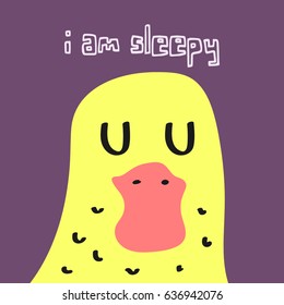 Awesome Retro Cute Duck Design for t-shirt, mug, bag lunchbox, wallpaper, wrapper, poster and banner flat design for kids. vector illustration
