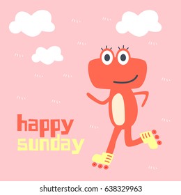 Awesome Retro Cute Frog Design for t-shirt, mug, bag lunchbox, wallpaper, wrapper, poster and banner flat design for kids. vector illustration
