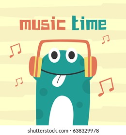 Awesome Retro Cute Frog Design for t-shirt, mug, bag lunchbox, wallpaper, wrapper, poster and banner flat design for kids. vector illustration
