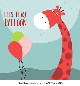 Awesome Retro Cute Giraffe Design for t-shirt, mug, bag lunchbox, wallpaper, wrapper, poster and banner flat design for kids. vector illustration
