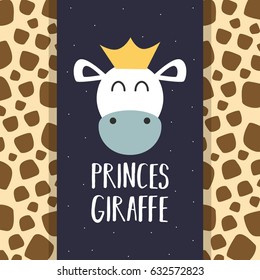 Awesome Retro Cute Giraffe Design for t-shirt, mug, bag lunchbox, wallpaper, wrapper, poster and banner flat design for kids. vector illustration
