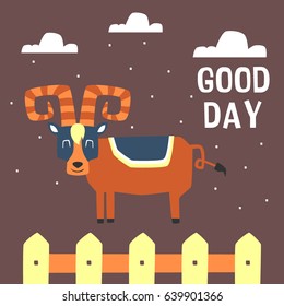 Awesome Retro Cute Goat Design vector illustration
