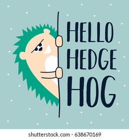 Awesome Retro Cute Hedgehog Design for t-shirt, mug, bag lunchbox, wallpaper, wrapper, poster and banner flat design for kids. vector illustration

