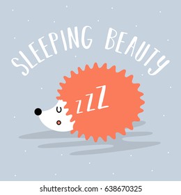 Awesome Retro Cute Hedgehog Design for t-shirt, mug, bag lunchbox, wallpaper, wrapper, poster and banner flat design for kids. vector illustration
