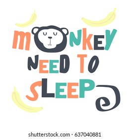 Awesome Retro Cute Monkey Design for t-shirt, mug, bag lunchbox, wallpaper, wrapper, poster and banner flat design for kids. vector illustration
